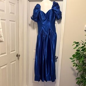 Elegant Blue Satin Dress